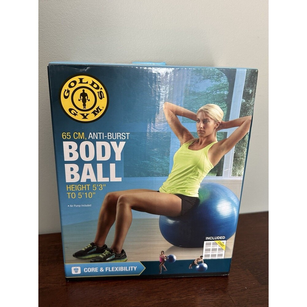 NEW IN BOX Gold's Gym Body Ball Anti-Burst 65cm Pump Included Exercise Work Out